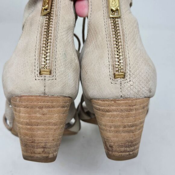 UGG Women's Yasmin Snake Gladiator Wedge Sandal Horchata Leather Size 7.5 B - Picture 13 of 14